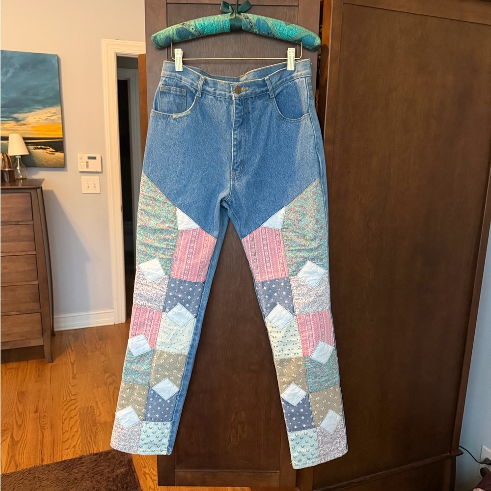 Vintage 80s WOOZ Patchwork Quilted Jeans